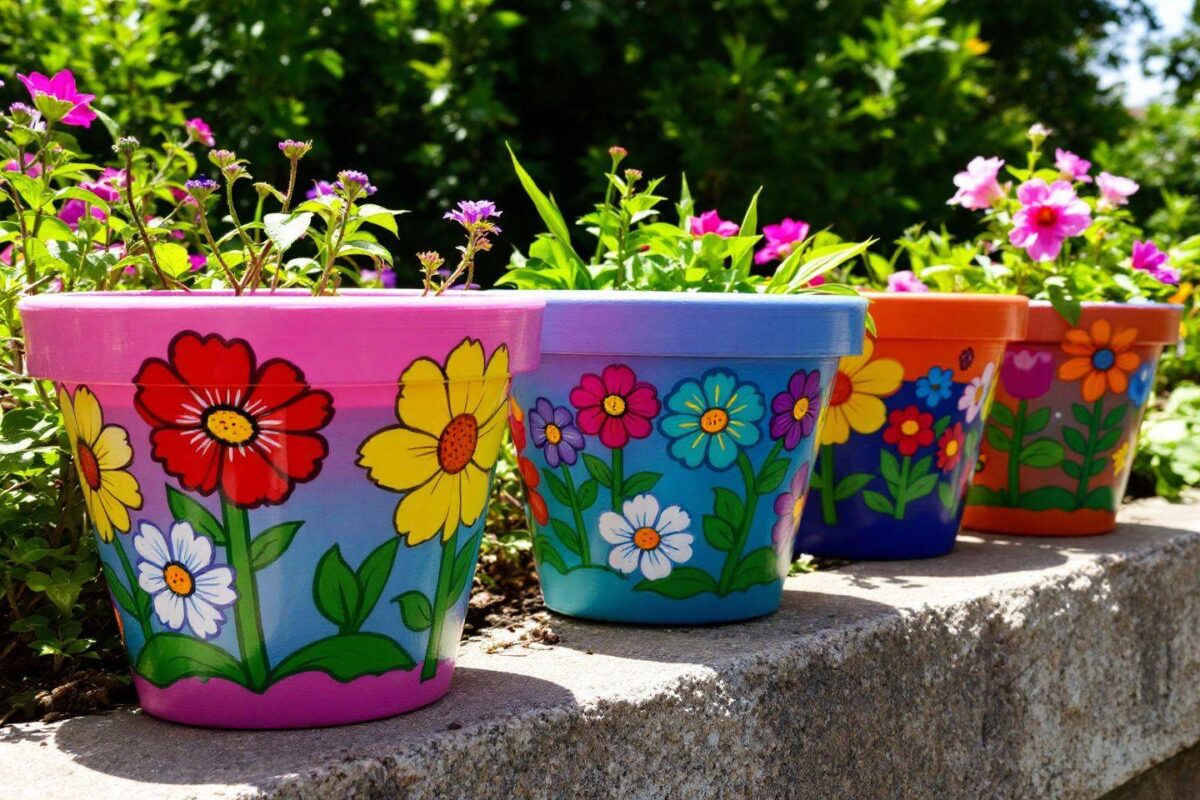 Peindre des pots de fleurs en plastique